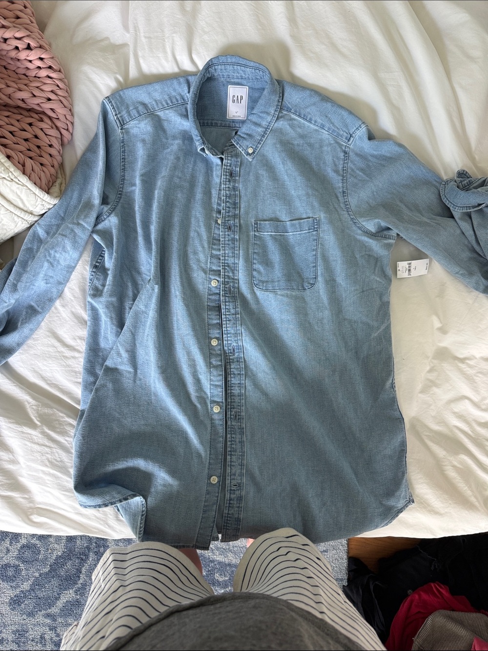 GAP Light Blue Denim Button-Down Shirt